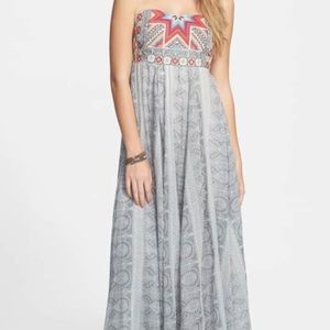 Rip curl strapless maxi with embroidered detail